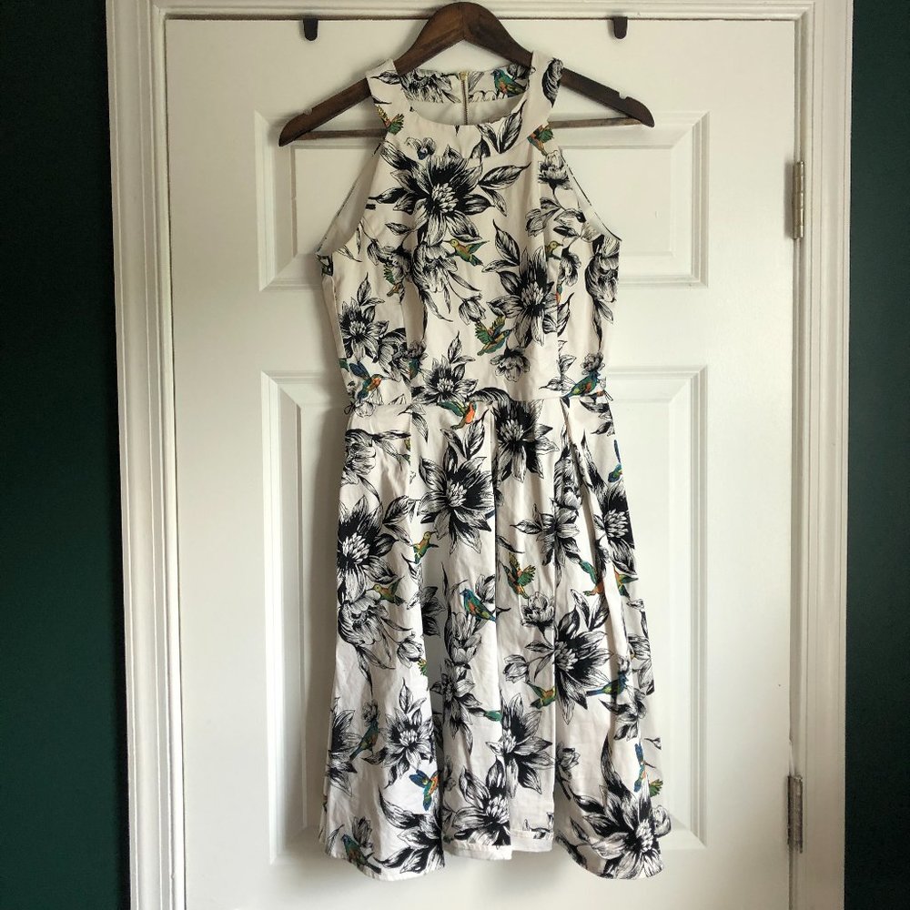 Women's Black and White Floral Dress
